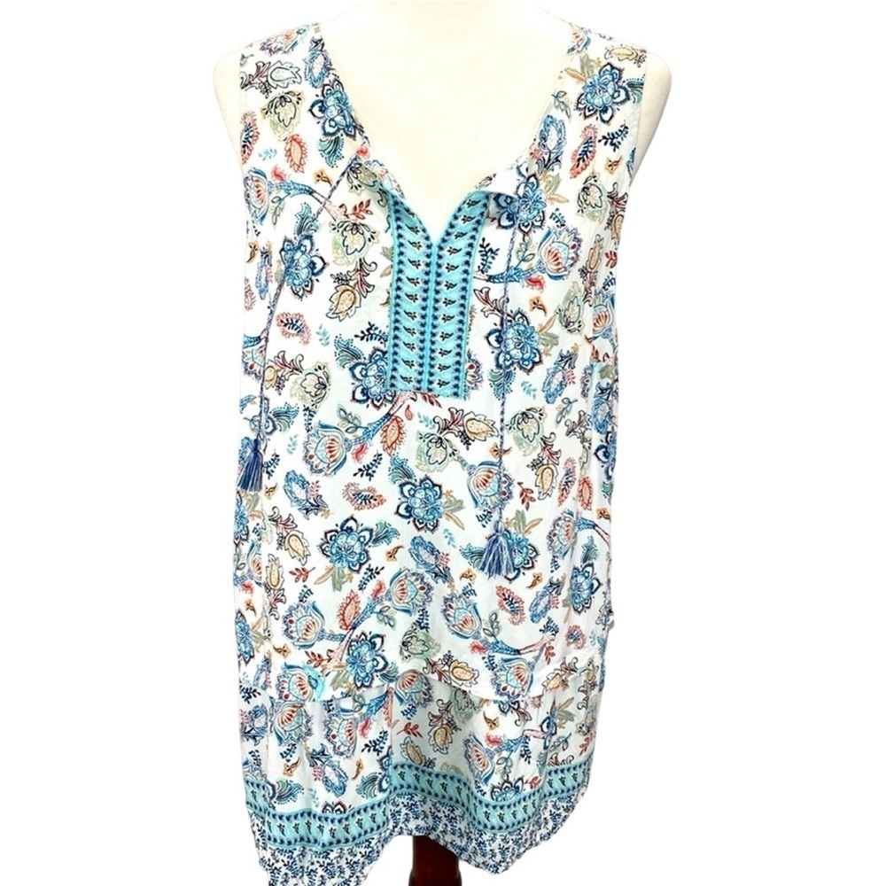 J Jill Floral Flounce Hem Blouse - Picture 3 of 7